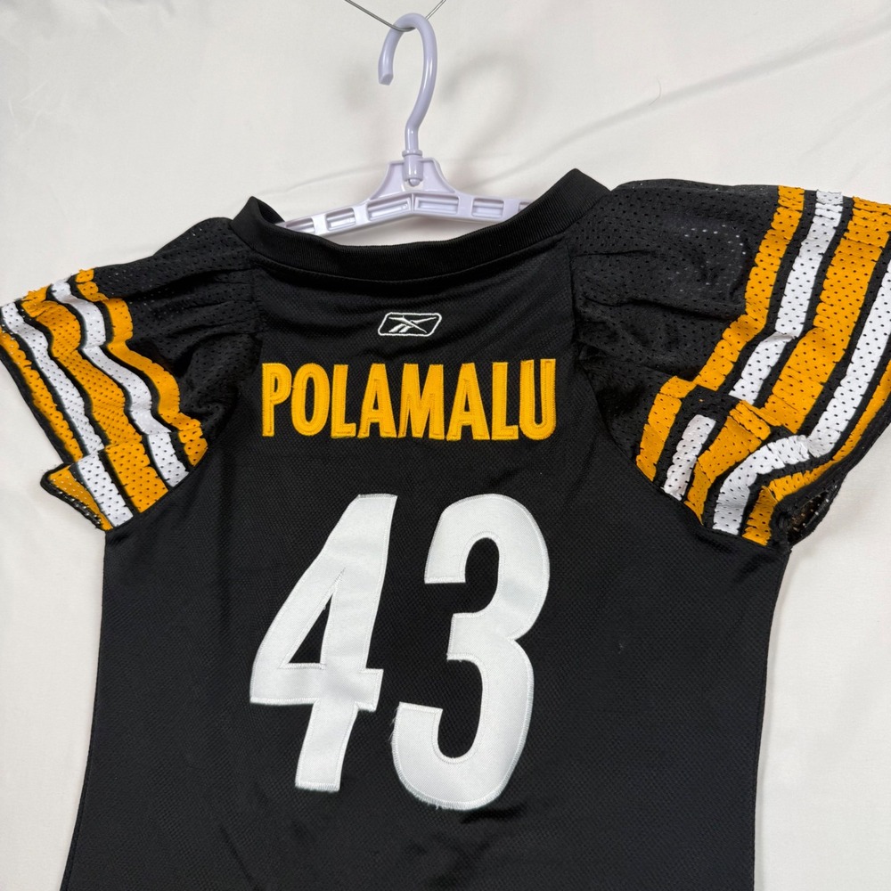 Reebok Pittsburgh Steelers Troy Polamalu 43 Rhinestone Jersey Womens Small Black